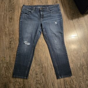Time and Tru Dark Blue Distressed Ankle Jeans
